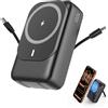 YONHUIZI Power Bank magnetico wireless da 26800 mAh, PD 22,5 W Type-C caricabatterie portatile a ricarica rapida 5 uscite, batteria per cavi integrati Magsafe con display a LED per iPhone Air 17/16/15/14/13/12