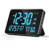 Sonew WiFi Orologio da tavolo con calendario intelligente, termometro igrometro con display digitale a LED, connessione WiFi, luminosità regolabile, visualizzazione a distanza via