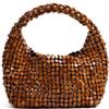 Takingup Borsa a tracolla con perline, Borsa a mano con perline in legno da spiaggia da donna tracolla intrecciata mano, Marrone scuro - Borse
