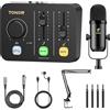 TONOR Podcast Equipment Bundle, Mixer Audio con Microfono Dinamico di Boom Arm S
