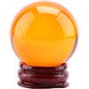 Fdit Sfera di Cristallo Naturale, Pietra Curativa Citrino Feng Shui + Supporto, Pietre di Cristallo Sferiche Ornamentali per Decorazione da Scrivania per Ricchezza e Successo