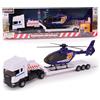 Toyland® 31cm (12") Scania Autocarro con pianale, elicottero e rimorchio staccabile - 1:48 Modello in scala del veicolo - Giocattoli da collezione a tema trasporti (bianchi e blu)