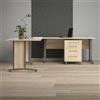 Dmora - Scrivania Mirella, Scrittoio Multiuso, Tavolo per Ufficio Porta PC, Piano di Lavoro, 230x200 h75 cm, Grigio e Quercia