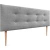 DHOME Testiera in Similpelle o Tessuto AQUALINE Pro con 2 file di bottoni e gambe Testiera imbottita Letto di Lusso (Tessuto Grigio, 160x105cm (Letti 150/160))