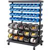 VEVOR Scaffale Portaoggetti con Ruote a 7 Ripiani e Doppio Lato, 94 Contenitori per Parti a Doppio Lato, Contenitori in Plastica per Utensili Mobili per Garage, Magazzino, Ufficio, Ristorante, Aula