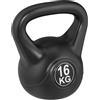 Relaxdays Kettlebell da 16 kg, Pesi in Plastica per Home Gym, Manubri, Fitness Workout, per Donne e Uomini, Nero
