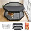 VEVOR Box per Cani da 76 cm con 8 Pannelli Copertura Base Imbottita Nero, Recinto Pieghevole in Metallo con Porta, Uso Interno ed Esterno, per Recinzione Cuccioli Conigli e Altri Animali Domestici