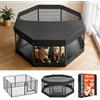 VEVOR Box per Cani da 61 cm 8 Pannelli con Copertura e Base Imbottita Nero, Gabbia per Interni Pieghevole in Metallo con Porta, Parasole, per Chiusura Esercizio Cuccioli e Animali di Piccola Taglia