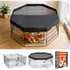 VEVOR Box per Cani Coperto da 61 cm 8 Pannelli Pieghevole Nero in Metallo, Gabbia Pieghevole Parasole Portatile da Interno con Porta, per Delimitazione Zona Cuccioli e Altri Piccoli Animali Domestici