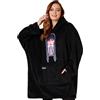 Wednesday Felpa Coperta con Maniche E Cappuccio per Donna mercoledì Addams - Poncho Oversize Pile Taglia Unica per Ragazza