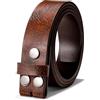 WERFORU Cintura da uomo in pelle occidentale senza fibbia 3,8 cm di ricambio vintage da cowboy cinturino in pelle con fibbia a scatto, Caffè F, Anzug für Taillengröße 110-120cm