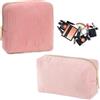 MYZWEL Set di 2 Pochette Donna Trucchi in Velluto a Coste, Trousse Trucchi Ragazza Rosa, Mini Pochette da Borsa per Cosmetici e Accessori, Beauty Case Viaggio Portatile