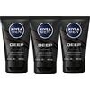 NIVEA Men DEEP Cleansing Beard & Face Wash - With Natural Charcoal to Deeply Clean - 3,3 fl. Oz. Tube (confezione da 3)