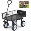VEVOR Carrello Portaoggetti da Giardino con Sedile Carico max 226,8 kg Carrello da Trasporto per Legna Terra Detriti Lati Rimovibili Pneumatici Antiforatura in PU, Carretto per Trattore ATV, Nero