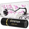 Hystar Tappetino per mouse da gioco esteso | XXL 91,4 x 40,6 cm | Spessore 5 mm, superficie impermeabile, tessuto in poliestere liscio e base in gomma naturale | Sakura Light