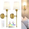 LuminexDesigns Wandleuchte Innen Akku LED Wandleuchte kabellos oder fest verdrahtbar, RGB Wandlampe mit Fernbedienung, 57 cm Höhe, Wandlichte Innen für Wohnzimmer, Schlafzimmer, Kinderzimmer, Gold VEYA WL04
