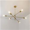 Hobaca Lampadario Sputnik Light 6 Luci, Moderna Plafoniera E27 Oro, Lampadario Mid Century Illuminazione a sospensione Plafoniere rustiche Apparecchi per sala da pranzo Cucina Foyer