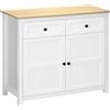 HOMCOM Credenza mobile da stoccaggio 2 porte con mensola regolabile in altezza 2 cassetti 100 x 40 x 85 cm bianco e effetto legno