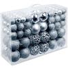 Christmas gifts Regali di Natale Set di 100 palline di Natale - Decorazione - Infrangibile - Per interni ed esterni - Plastica - Ø3/4/6 cm - Opache, lucide, glitterate e aperte - Argento