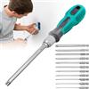 LEKEFETO Set di cacciaviti Torx, 12 pezzi, set di punte TorxT6 T7 T8 T9 T10 T10 T15 T20 T25 T27 T30 T40 per viti a T, martello, avvitatore a batteria
