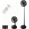 Greheywos Ventilatore portatile oscillante con piedistallo, ventilatore pieghevole da 20,3 cm, batteria ricaricabile da 7200 mAh, ventilatore da tavolo USB, regolabile in altezza, 4 velocità