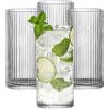 WANDGU Set di 4 bicchieri lunghi drink scanalati da 360 ml: tazze da caffè, bicchieri in vetro trasparente, vetro di alta qualità, tazze da caffè per tè, latte, whisky, succhi, mojito