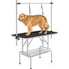 Yaheetech Tavolo da Toelettatura Cani Tosatura per Cani Gatti Animali | Pieghevole, in MDF e Acciaio, Vassoio in Rete, Anti-Scivolo, Bordi Arrotondati e Corde di Fissaggio,118 x 60.9 x 177 cm