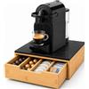 BAKAJI Portacapsule Contenitore Cassetto Porta Cialde Capsule Nescpresso Dolcegusto Modomio Caffe Lavazza Bustine Tè Zucchero realizzato in Legno di Bambù Bamboo (31,5 x 30 x 10 cm Nero)