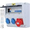 VAYALT Distributore a parete precablato, 2 prese Schuko da 230 V + 1 presa CEE da 400 V 16 A, 5 poli, distributore di corrente con interruttore FI e interruttore LS, distributore di corrente per