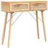 vidaXL Tavolo Consolle Marrone 80x30x75 Massello Pino Rattan Naturale