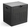 VOUNOT® Baule da Esterno 126L con Coperchio e Maniglie Incassate, Cassapanca da Giardino Impermeabile e Resistente ai Raggi UV 56x43x53 cm, per Terrazza, Balcone e Piscina, Effetto Polyrattan, Nero