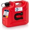 hünersdorff Tanica Carburante Profi (Un) da 10 Litri Colore Rosso, omologazione Un, HDPE, Accessori Neri