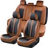 FLORICH Coprisedili per Auto 5 Pezzi, anteriori e Coprisedili Posteriori, Coprisedili Impermeabili Compatibili con il 95% Delle Berline, SUV, Pick-up (Completo, Nero&Marrone02)