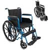 Mobiclinic®, Sedia a rotelle pieghevole, Semovente, Marchio europeo, Robusta, Seduta 46cm, Poggiapiedi e braccioli pieghevoli, Freno leva, Ruote sgancio rapido, Blu, Marsella