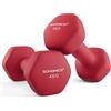 SONGMICS Set di 2 manubri esagonali con superficie in vinile, per fitness, esercizio, allenamento, palestra, casa, rosso rubino SYL908R01