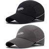 LCKEBT Set 2 Cappelli Baseball Leggeri ad Asciugatura Rapida, Cappello Sportivo Traspirante con Fori di Ventilazione & Fascia Assorbi Sudore, Regolabile Uomo Donna Running Ciclismo