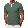 Wayleb T Shirt Uomo Serafino Girocollo con Bottoni Manica Corta Cotton Casual Maglietta Uomo per Tempo Libero Uso Quotidiano S-3XL
