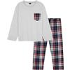 Get Trend Pigiama Uomo Lungo, Set Pigiami Cotone Comodo, Manica Lunga, Pantalone a Quadri, Completo da Casa e da Notte, Morbido, Caldo, Idea Regalo Uomo