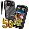 LAGENIO Eagle Pro Mini 5G Smartphone Rugged con Action Camera 4K, Android 16, 32GB+256GB/1TB, Grandangolo 152,6°, Batteria 4,5 Ore, Stabilizzazione, Display 4,0, Dual SIM 5G, NFC, IP69K, Nero