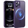 FNDMIL Magnetico Forte per iPhone 12 Pro Max Cover con Magnetica | Protezione Della Fotocamera, Antiurto Militare, Anti-Impronta Antigraffio, Custodia Sottile Traslucido Opaco, Viola