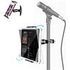 elitehood Supporto per iPad in metallo per microfono, supporto per microfono regolabile a 360°, supporto per tablet in alluminio per supporto musicale, supporto per microfono, compatibile con tablet e