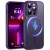 FNDMIL Magnetico Forte per iPhone 13 Pro Max Cover con Magnetica | Protezione Della Fotocamera, Antiurto Militare, Anti-Impronta Antigraffio, Custodia Sottile Traslucido Opaco, Viola