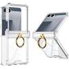 COQUE Custodia per Samsung Flip 7, Cover Protettiva Trasparente con [Anello Rotante] [copertura con cerniera] Custodia Airbag antiurto per Samsung Galaxy Z Flip 7 5G-Chiaro