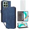 IUQXU Cover per Honor X6B Libro con Vetro Temperato BL | Blocco RFID,Antiurto,Supporto,Custodia in Pelle Portafoglio per Honor X 6B HonorX6B