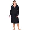 Ulla Popken Donna Camicia da Notte Nero 42+