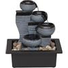 DRULINE Austria Fontana da Stanza con Pompa E Illuminazione A LED Interno E Esterno Fontana a Getto Fontane da Giardino Cascata Gioco d'Acqua Decorazione ca.17,5 x 23 X 26,5 CM Grigio Nero