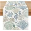 Miuyunya Runner da Tavolo Moderno Oceano 40 x 100 Runner Tavola Impermeabile Esterno Conchiglie Ippocampi Lavabile Primaverile Estivo Centro Tavola Decorazioni per Cucina Vacanze Feste