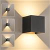 FUPE Applique da Parete Interno/Esterno LED 12W IP65 - Luce da Parete Esterno in Nero con 3 Temperatura Colore (3000K/4000K/6500K) e Angolo Regolabile, per Balcone Giardino Corridoi Scale