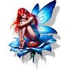 LaoGraphics x4 Adesivi in vinile neon blu a forma di fiore, coprono i segni, impermeabili, non trasparenti, decorazioni floreali da 20 cm di altezza, ideali per servizi igienici o auto. 3 adesivi da 7 cm di