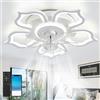 lnrosy Lampadario Con Ventilatore Da Soffitto Moderno Led Dimmerabile Plafoniera Con Ventilatore Da Soffitto E Telecomando/APP Timer Reversibile 6 Velocità Mute Fiore Per Il Soggiorno Camera Da Letto